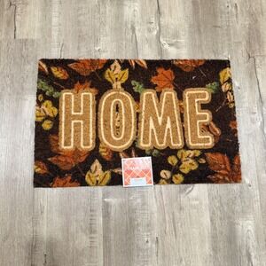 NEW Thankful Doormat HOME Autumn Leaf Coir Entryway Rug Fall 18x28